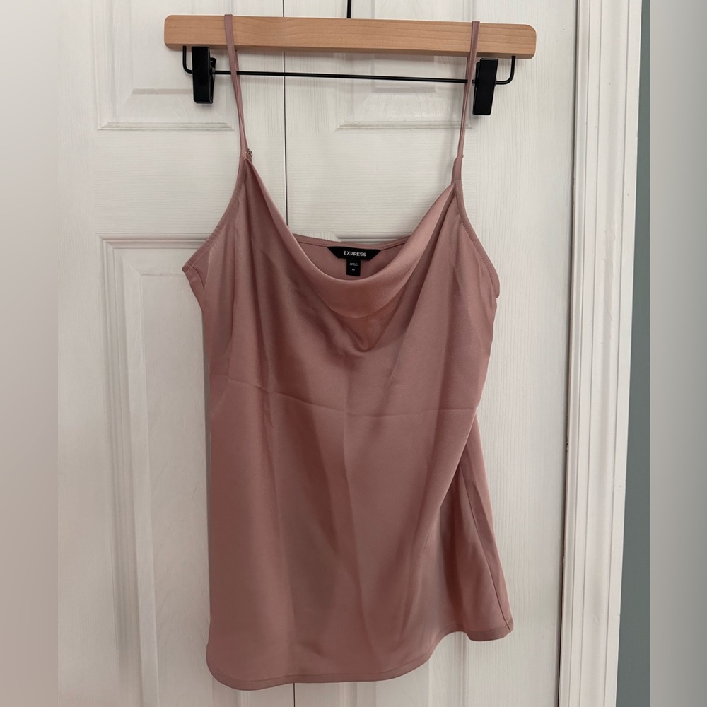 NWOT Express Satin Pink Cowl Neck Tank Size Medium